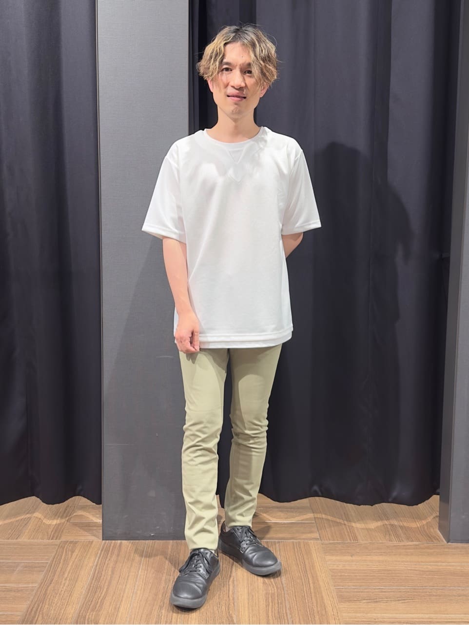 tomoyaさんの「THE SHOP TK｜ダイヤ柄プリント半袖シャツ【洗濯機OK/オーバーサイズ】」を使ったコーディネート