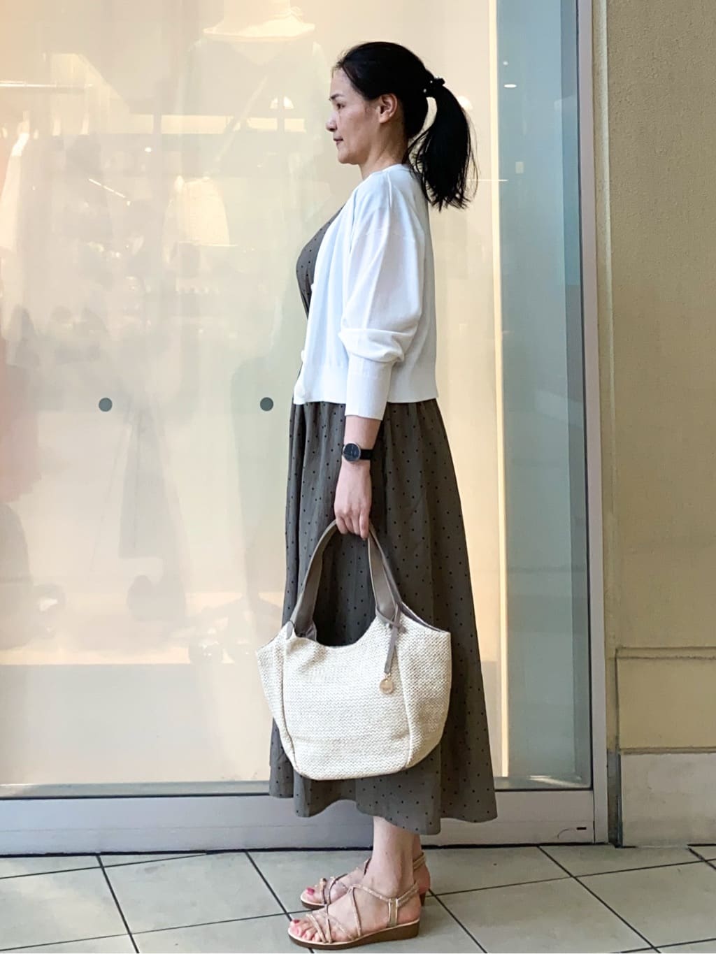 Jeanさんの「OPAQUE.CLIP｜ドットプリントワンピース【洗濯機洗い可】」を使ったコーディネート