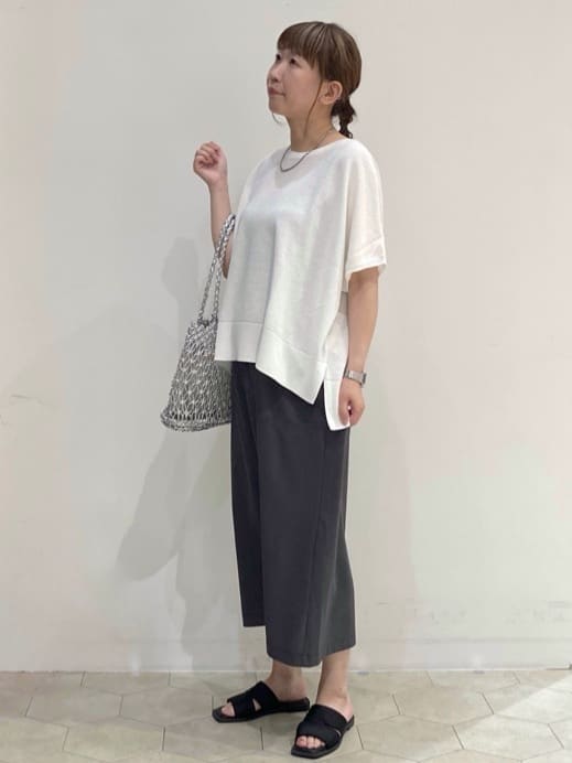 MAKOさんの「OPAQUE.CLIP｜《5色展開／S-LLサイズ》リラクシーメッシュニット【洗濯機洗い可】」を使ったコーディネート