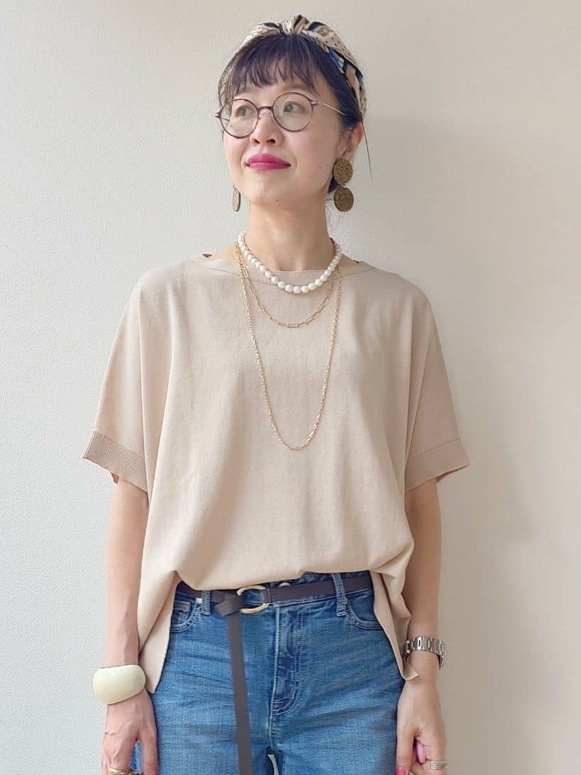 MUTSUKOさんの「UNTITLED｜【褒められデニム】ワイドストレート デニムパンツ」を使ったコーディネート