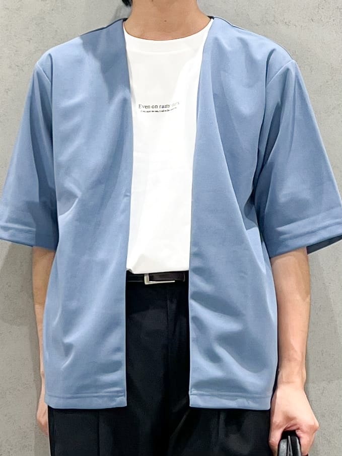 SHI-MAさんの「THE SHOP TK｜五分袖カーディガン+半袖Tシャツセットアイテム 洗濯機OK」を使ったコーディネート
