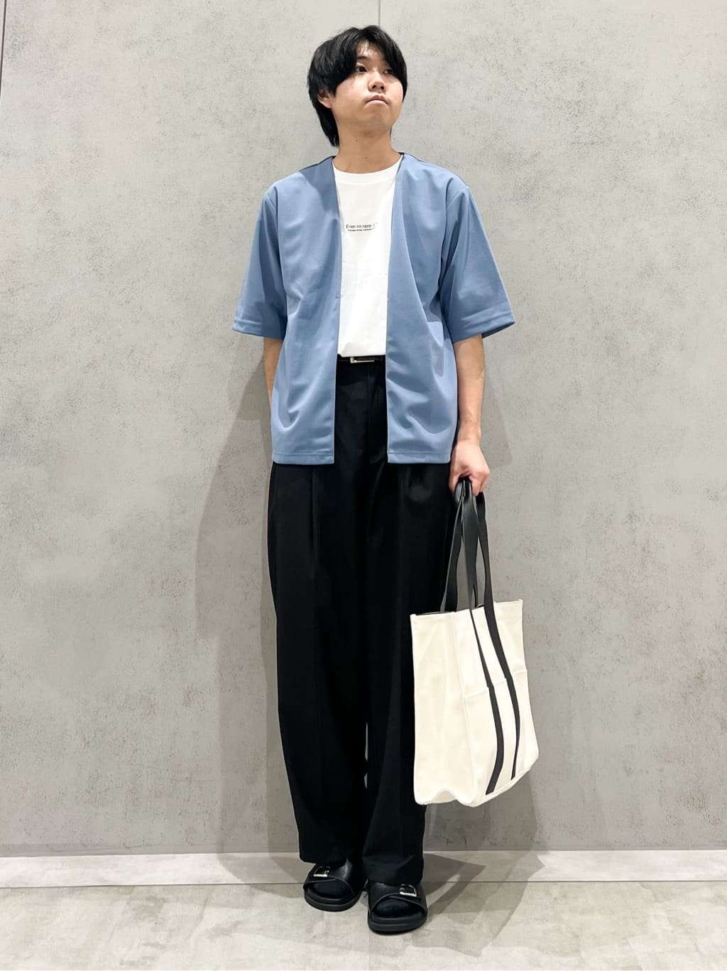 SHI-MAさんの「THE SHOP TK｜五分袖カーディガン+半袖Tシャツセットアイテム 洗濯機OK」を使ったコーディネート