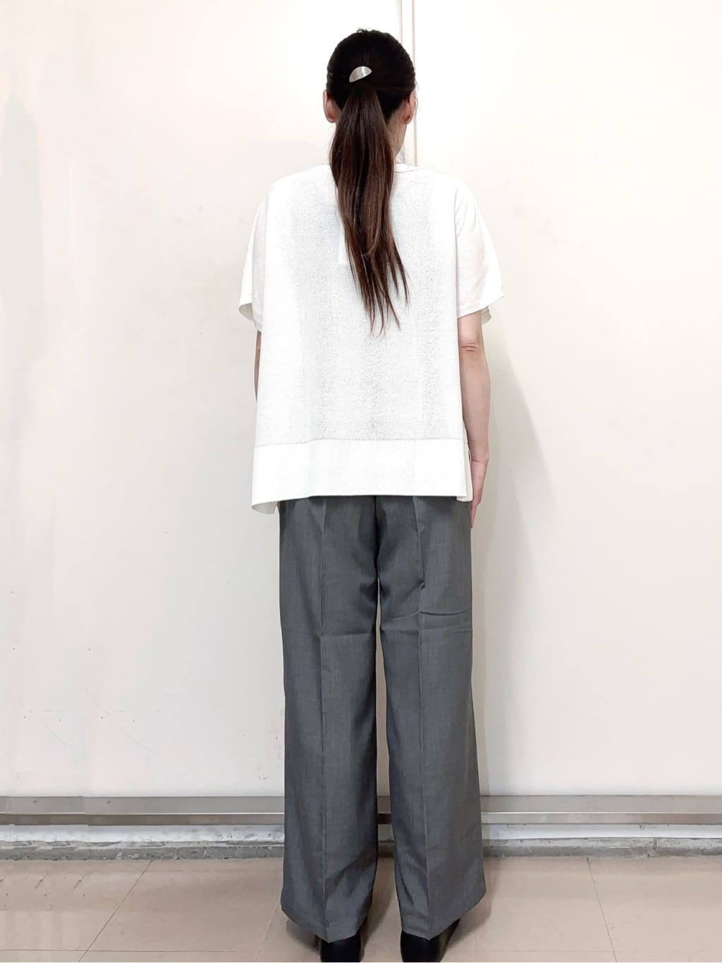 あきさんの「OPAQUE.CLIP｜《5色展開／S-LLサイズ》リラクシーメッシュニット【洗濯機洗い可】」を使ったコーディネート