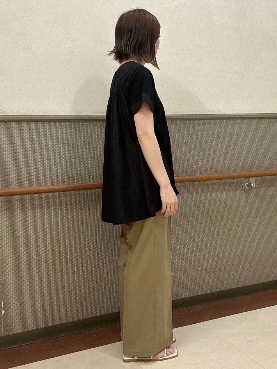 おしらさんさんの「THE SHOP TK｜麻調ピンタックワイドパンツ【洗濯機OK】」を使ったコーディネート