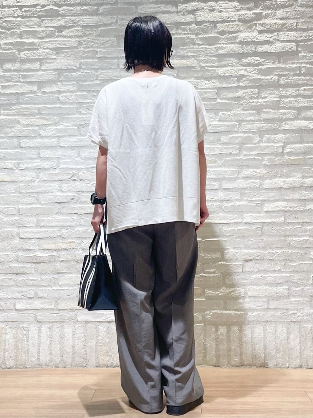 シゲリさんの「OPAQUE.CLIP｜《5色展開／S-LLサイズ》リラクシーメッシュニット【洗濯機洗い可】」を使ったコーディネート