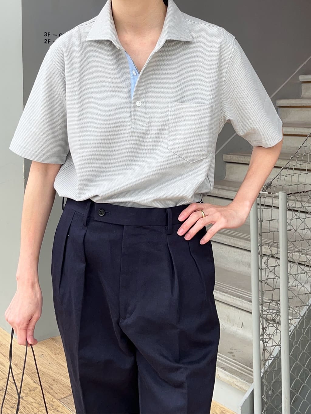 神野（jinno）さんの「TAKEO KIKUCHI｜【抗菌防臭／9色5サイズ展開】ハニカムメランジ ポロシャツ」を使ったコーディネート