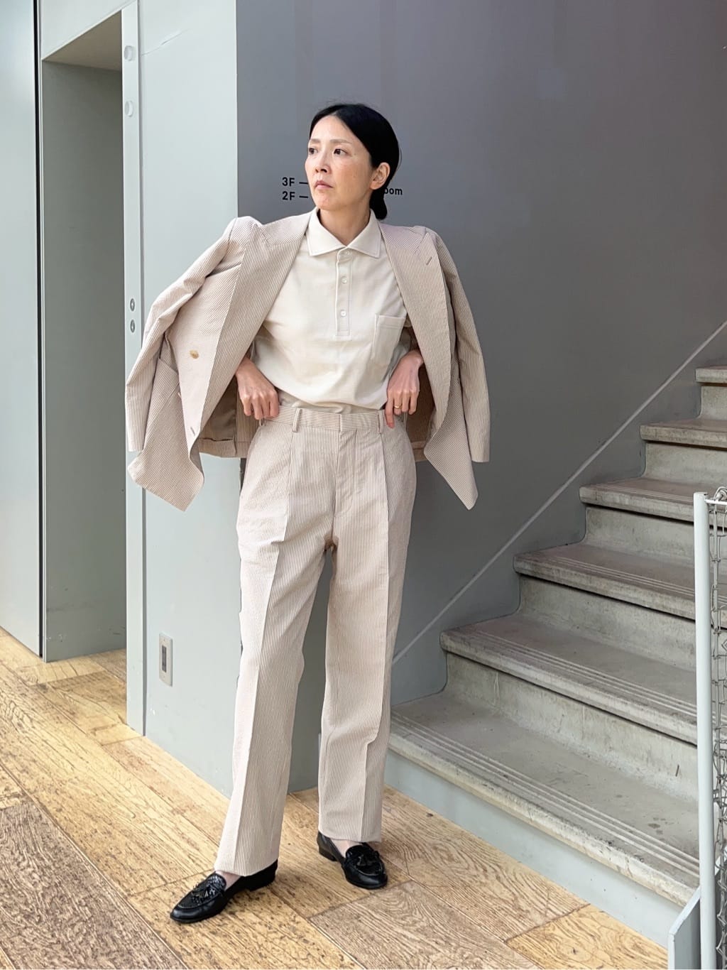 神野（jinno）さんの「TAKEO KIKUCHI｜【抗菌防臭／9色5サイズ展開】ハニカムメランジ ポロシャツ」を使ったコーディネート