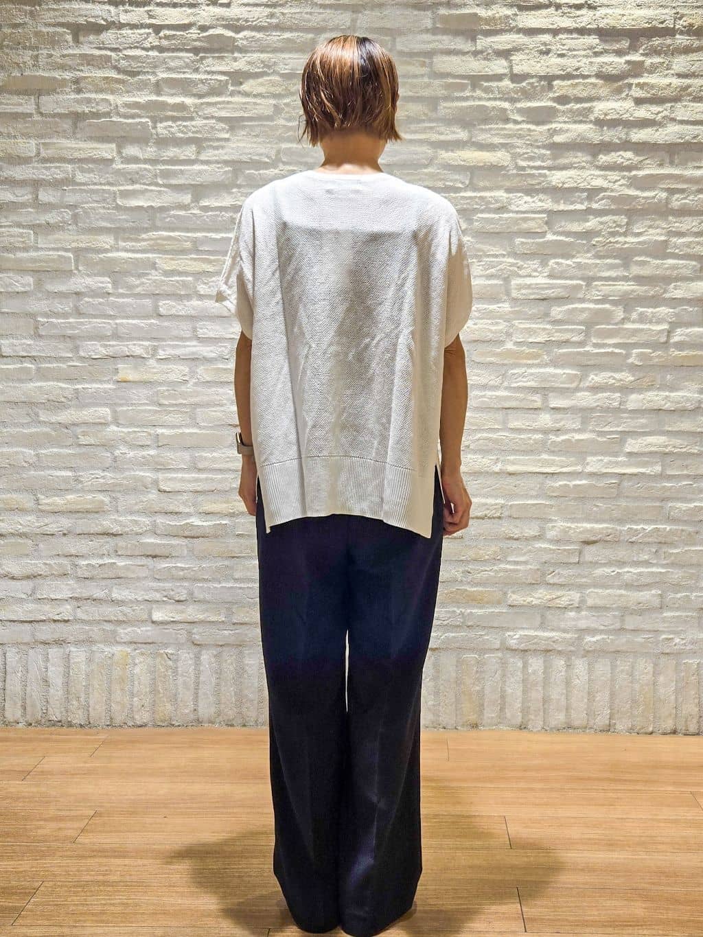 yoshimiさんの「OPAQUE.CLIP｜《5色展開／S-LLサイズ》リラクシーメッシュニット【洗濯機洗い可】」を使ったコーディネート