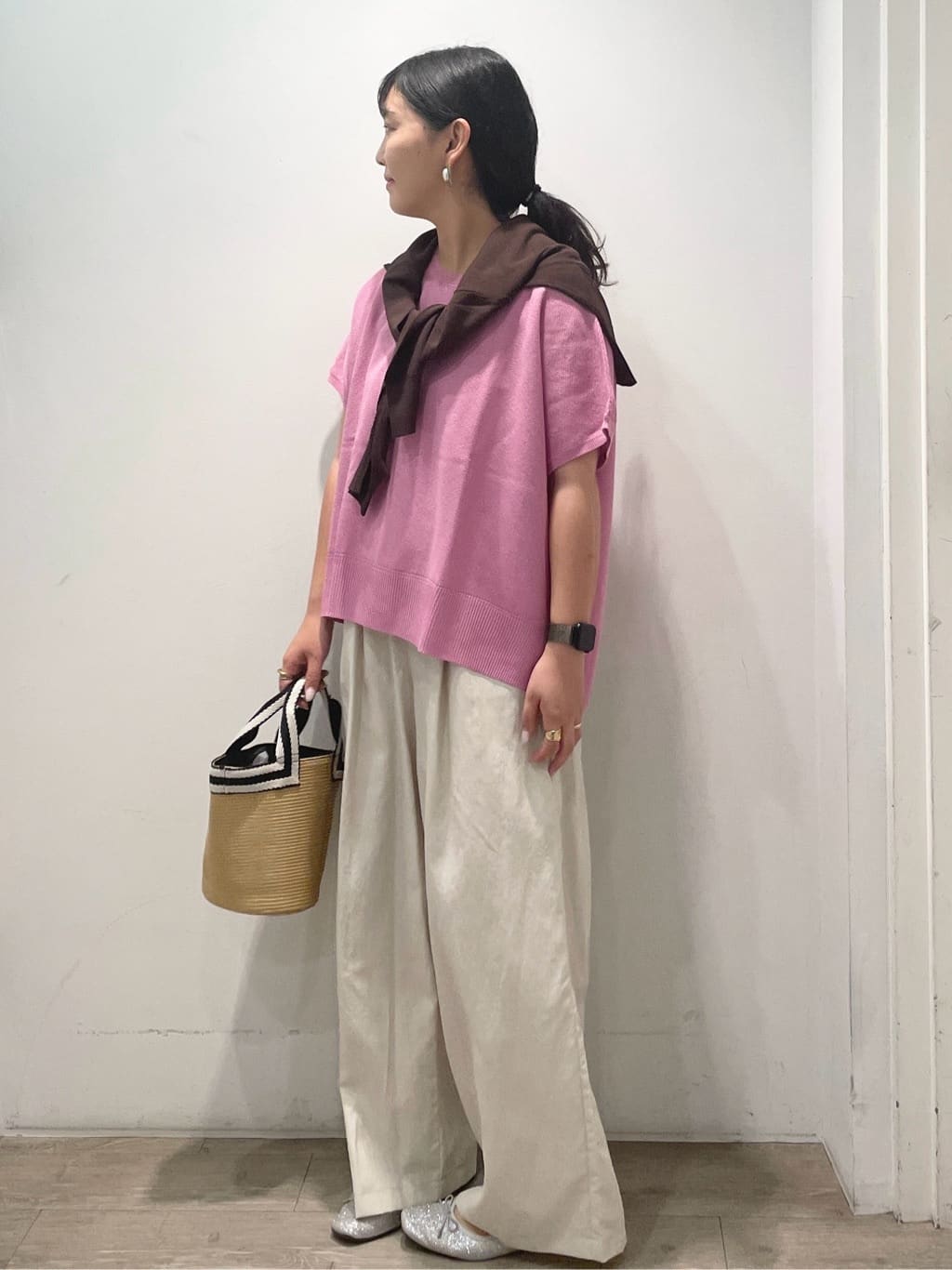 sumicaさんの「OPAQUE.CLIP｜《5色展開／S-LLサイズ》リラクシーメッシュニット【洗濯機洗い可】」を使ったコーディネート