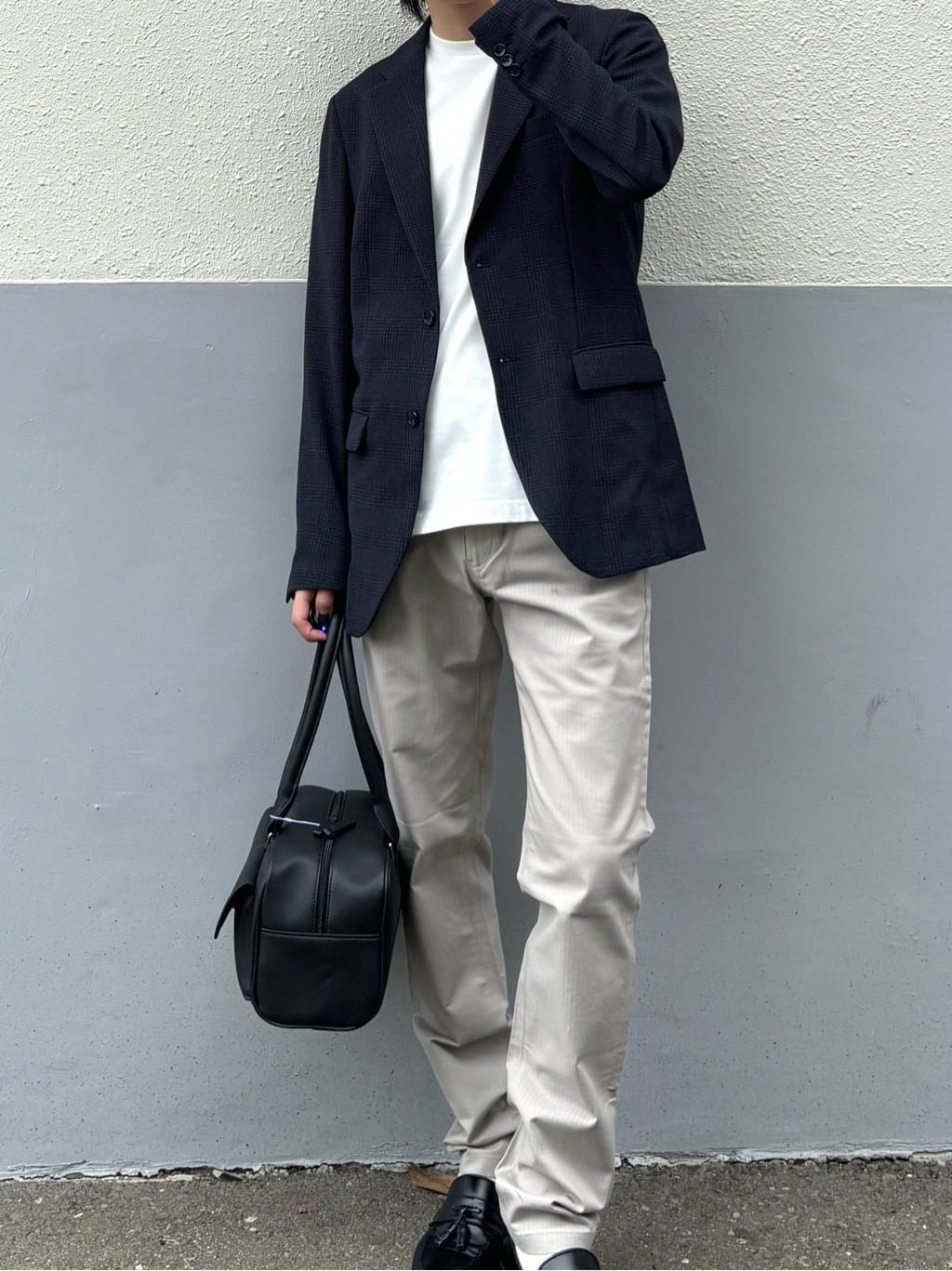 うらしーさんの「THE SHOP TK｜【オールシーズン穿ける！】7DAYSストレッチへリンボンパンツ　ON&hArr;OFF兼用」を使ったコーディネート