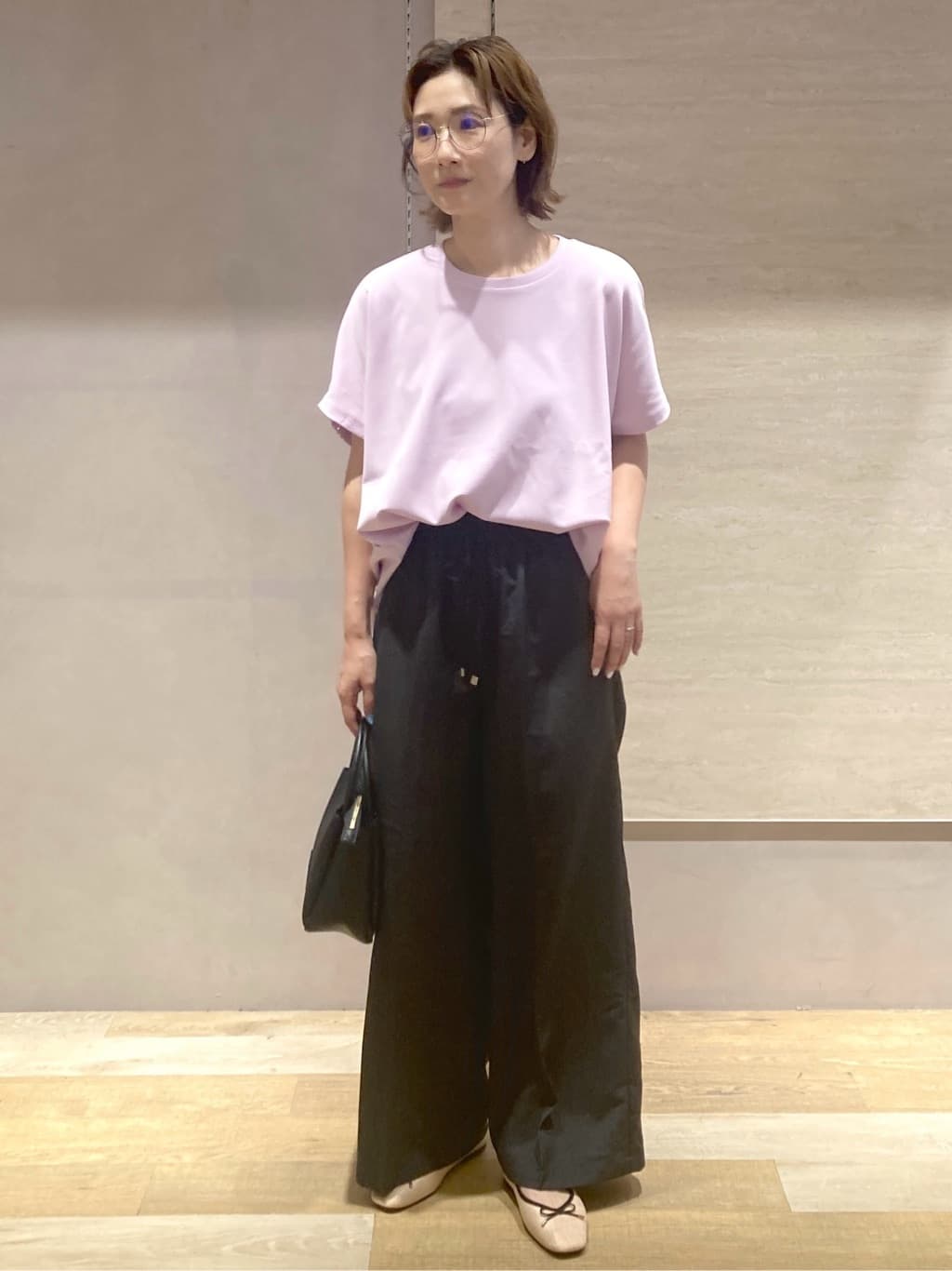 たけねぇさんの「OPAQUE.CLIP｜ウエストサテン使いイージーワイドパンツ【洗濯機洗い可】」を使ったコーディネート