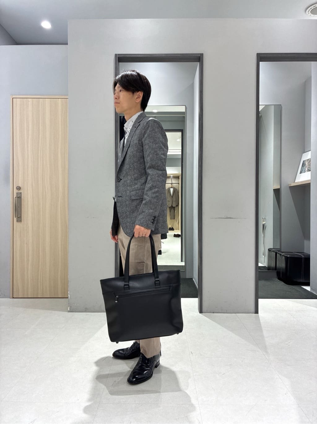 わいずみさんの「TAKEO KIKUCHI｜【抗菌防臭】COOL DOTS（R）ドビープリント ジャケット」を使ったコーディネート