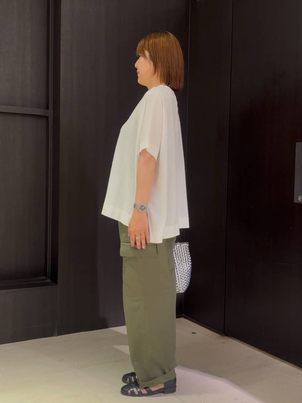 SaKiさんの「UNTITLED｜◆【体型カバー/手洗い可】コットンリネン ワイドプルオーバーニット」を使ったコーディネート