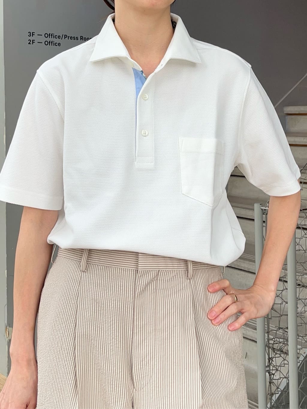 神野（jinno）さんの「TAKEO KIKUCHI｜【抗菌防臭／9色5サイズ展開】ハニカムメランジ ポロシャツ」を使ったコーディネート