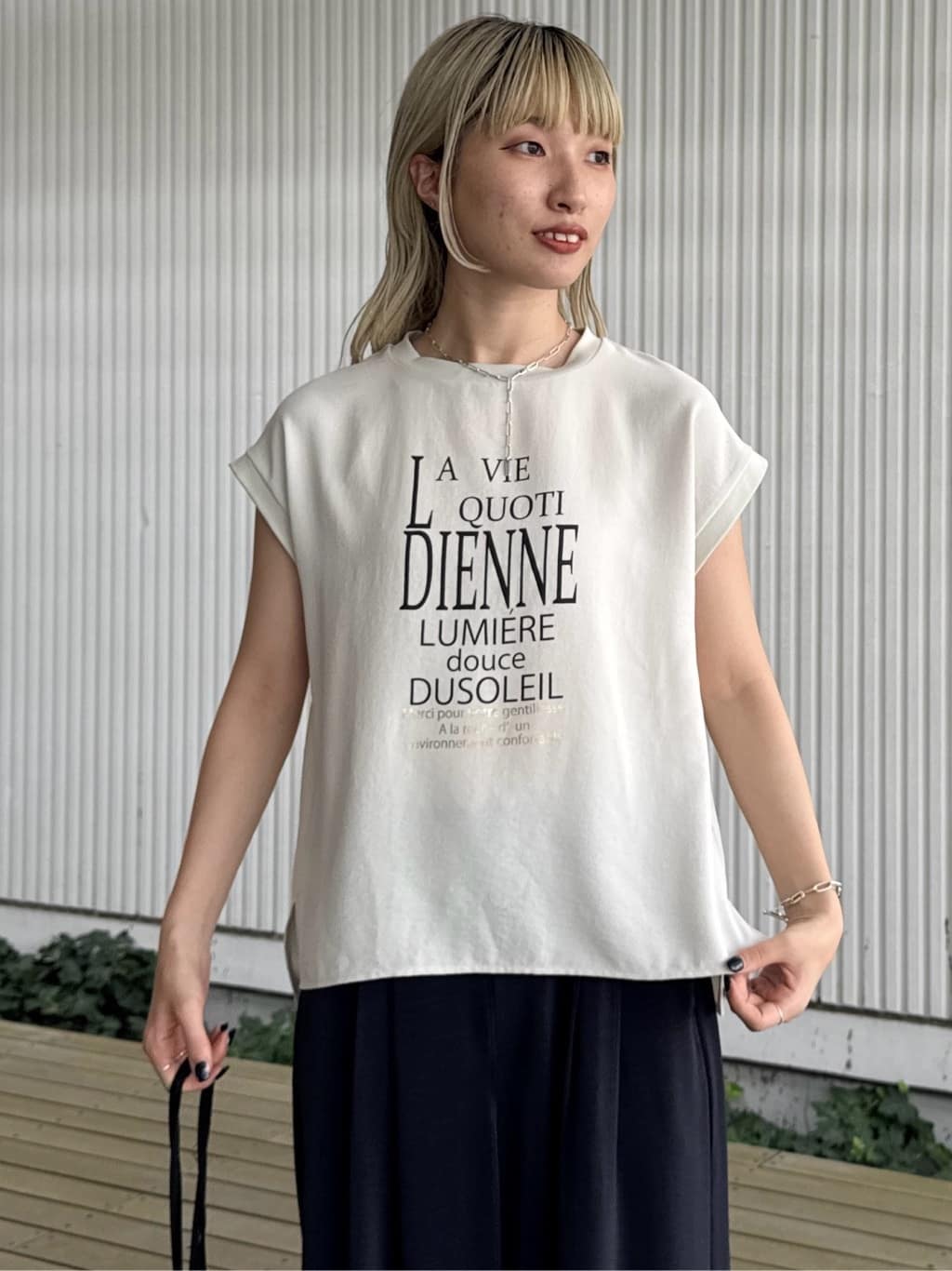omaさんの「THE SHOP TK｜◆アソートプリントTシャツ【防シワ／接触冷感／UV／洗濯機OK】」を使ったコーディネート