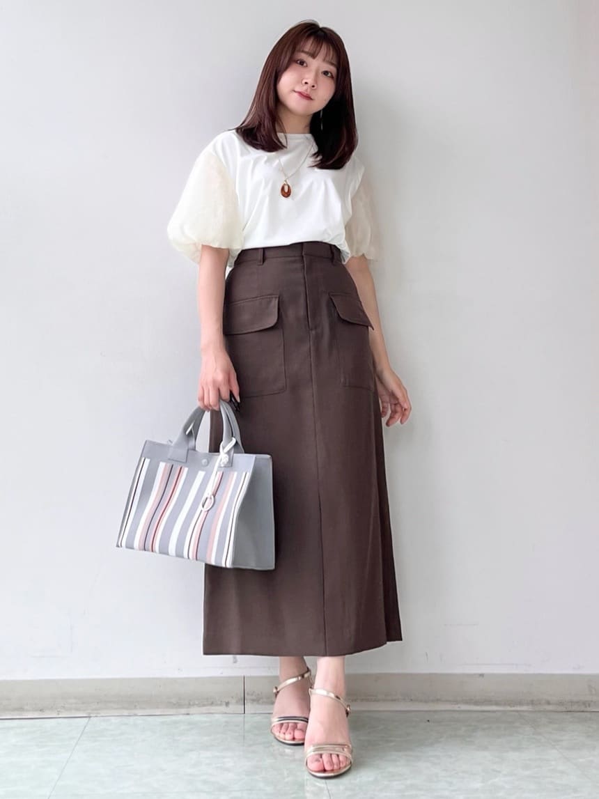 KAHOさんの「UNTITLED｜【手洗い可】マルチストライプニットバッグ」を使ったコーディネート