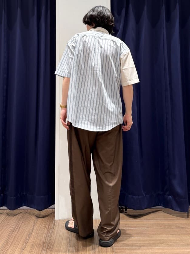 Tightさんの「THE SHOP TK｜ブロードパネルストライプ 半袖シャツ 洗濯機OK／サスティナブル素材」を使ったコーディネート