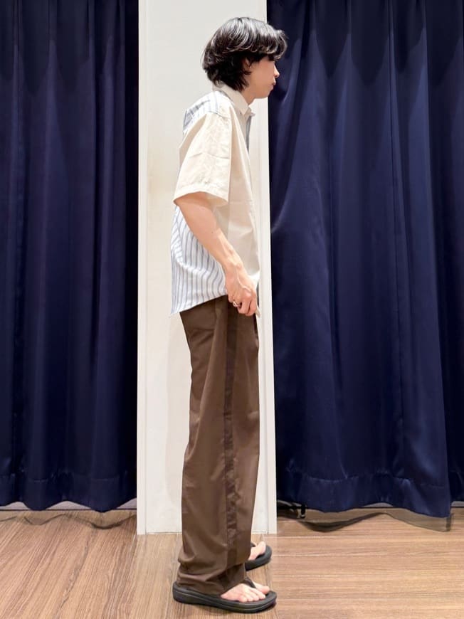 Tightさんの「THE SHOP TK｜ブロードパネルストライプ 半袖シャツ 洗濯機OK／サスティナブル素材」を使ったコーディネート