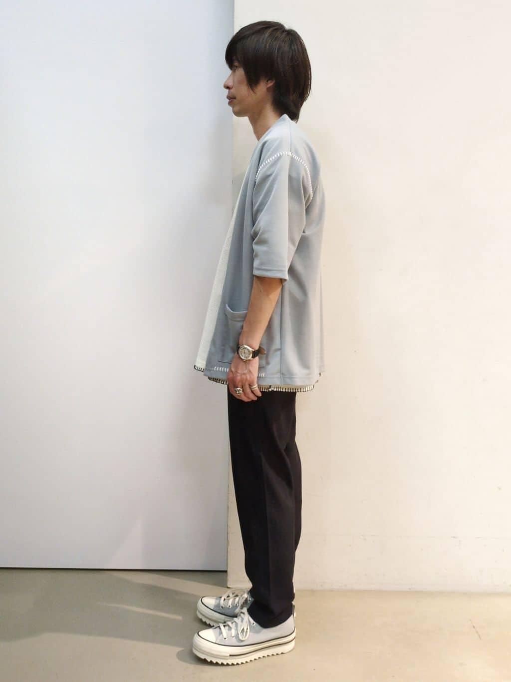 takeさんの「THE SHOP TK｜ツイルステッチ半袖カーディガン【洗濯機OK/接触冷感】」を使ったコーディネート