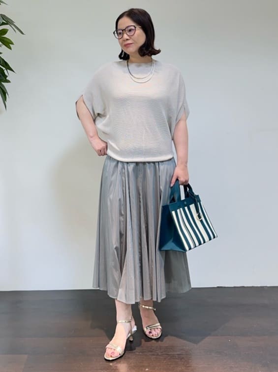 Asamiさんの「UNTITLED｜【手洗い可】マルチストライプニットバッグ」を使ったコーディネート