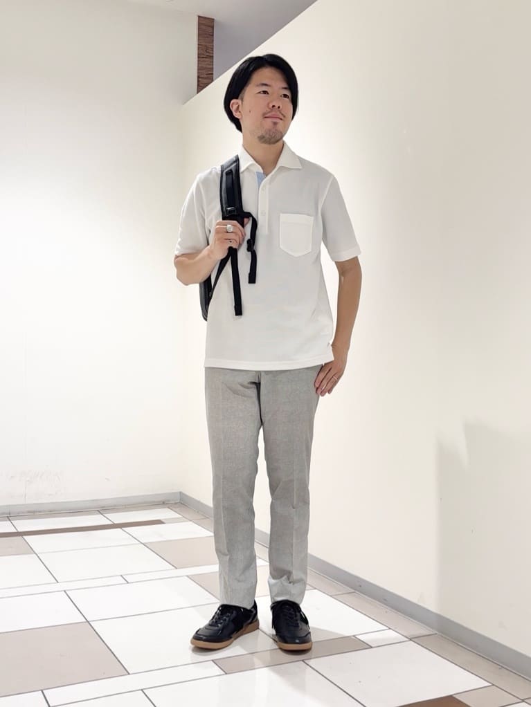 及川さんの「TAKEO KIKUCHI｜【抗菌防臭／9色5サイズ展開】ハニカムメランジ ポロシャツ」を使ったコーディネート