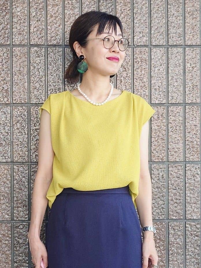 MUTSUKOさんの「UNTITLED｜【ジャージ素材】インナードッキングシアーカットソー」を使ったコーディネート