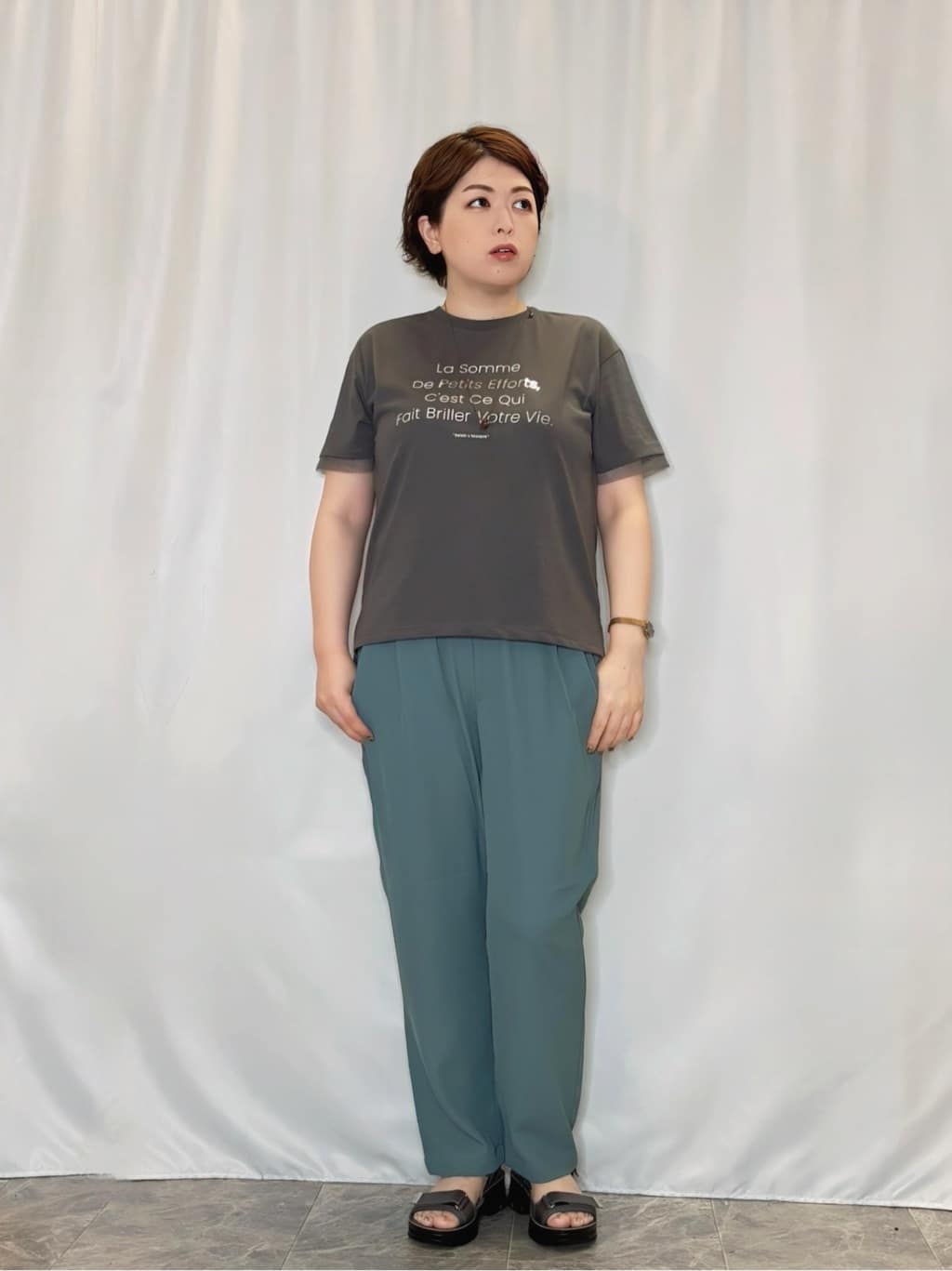 たみさんの「SHOO･LA･RUE｜ゆるっと感がこなれ見え ワッシャーシアー半袖シャツ」を使ったコーディネート