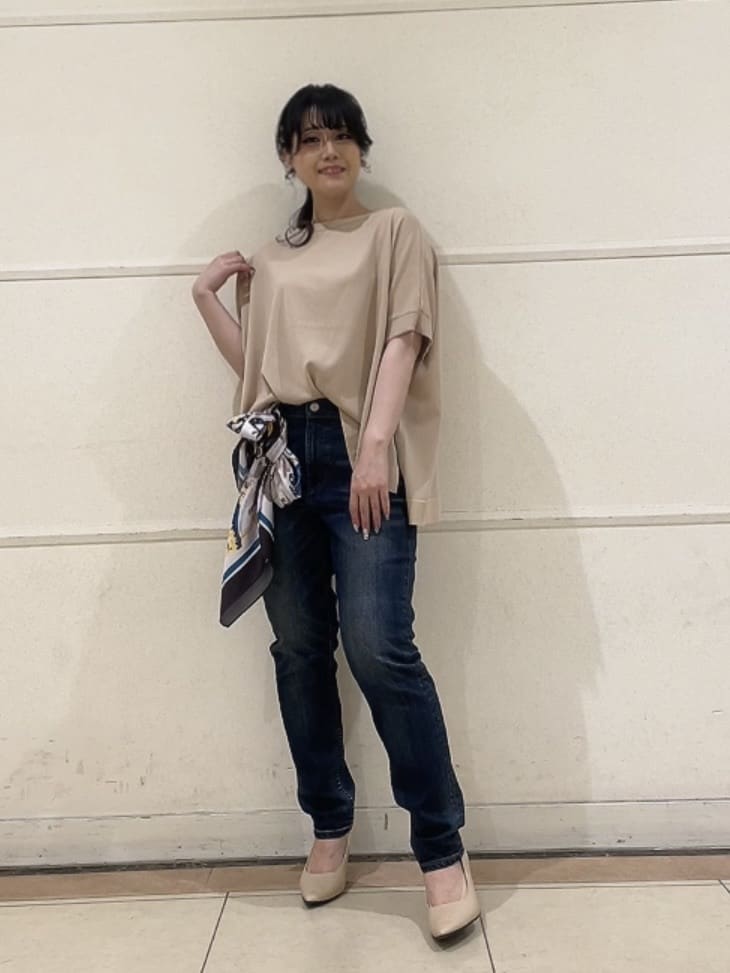 watanabeさんの「UNTITLED｜◆【体型カバー/手洗い可】コットンリネン ワイドプルオーバーニット」を使ったコーディネート