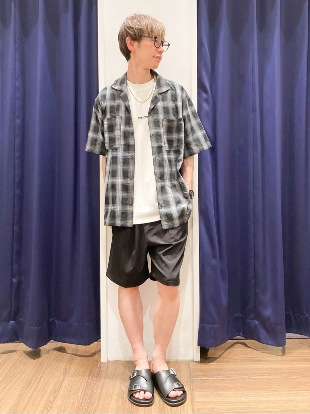 つーじーさんの「THE SHOP TK｜オンブレチェック半袖シャツ 洗濯機OK」を使ったコーディネート