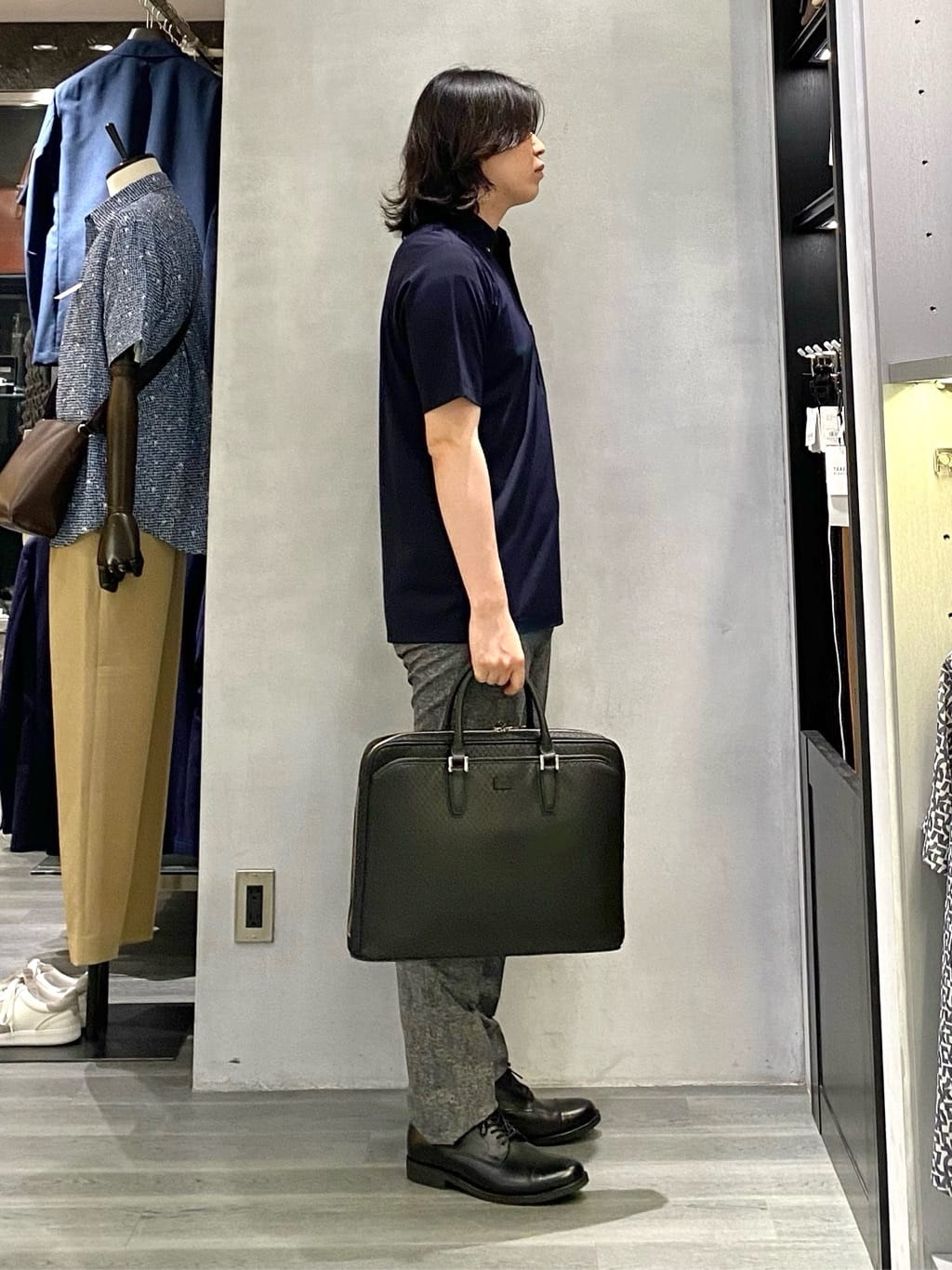 nishiさんの「TAKEO KIKUCHI｜【抗菌防臭】COOL DOTS（R）ドビープリント ジャケット」を使ったコーディネート