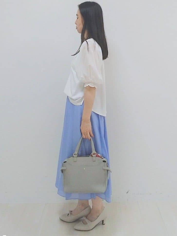 SANAさんの「Reflect｜【マシンウォッシュ可／セットアップ可】シアーボックスタックプリーツスカート」を使ったコーディネート