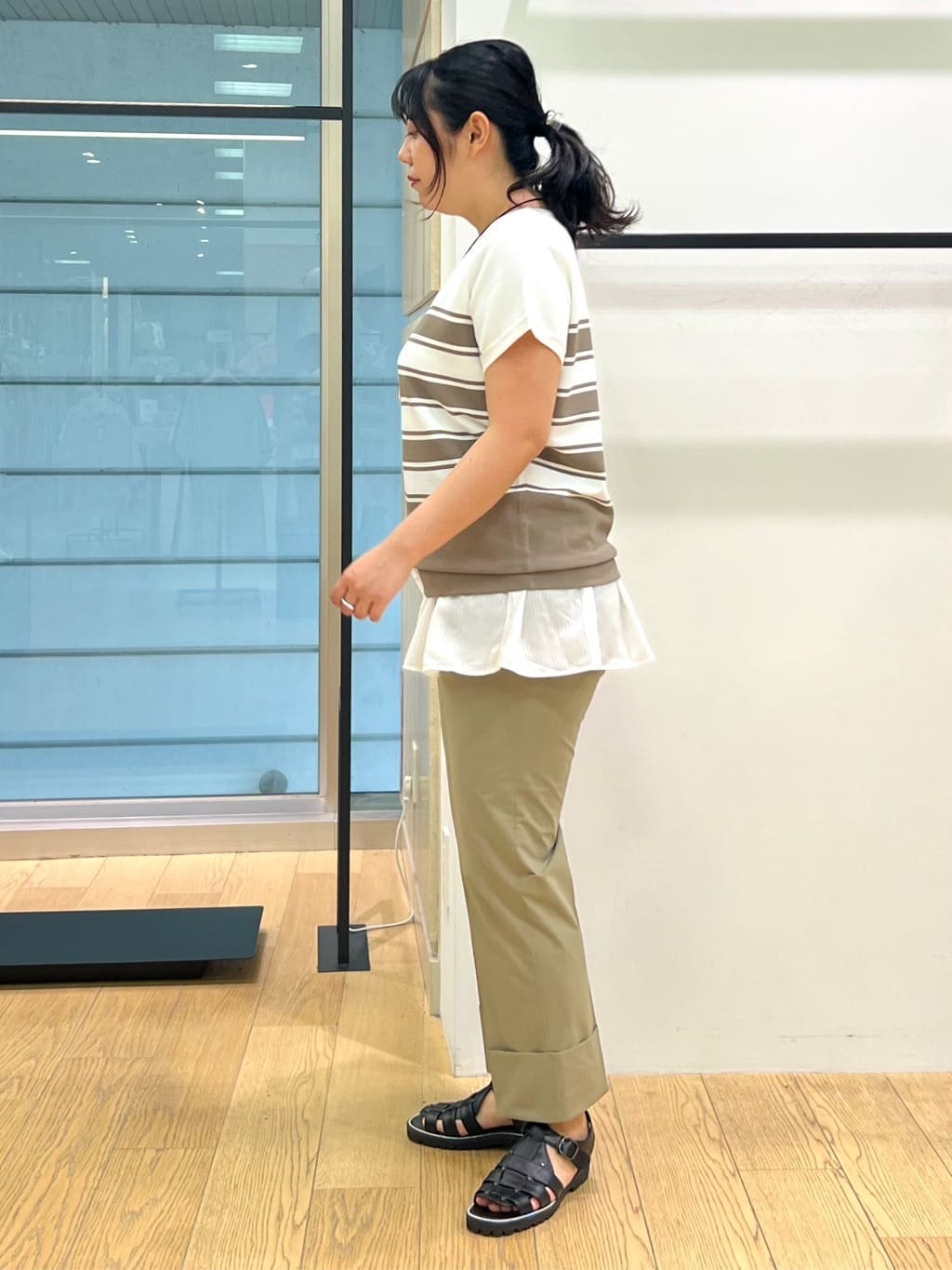 shimaさんの「INDIVI｜【洗える／レイヤードにも活躍】ペプラムインナートップス」を使ったコーディネート