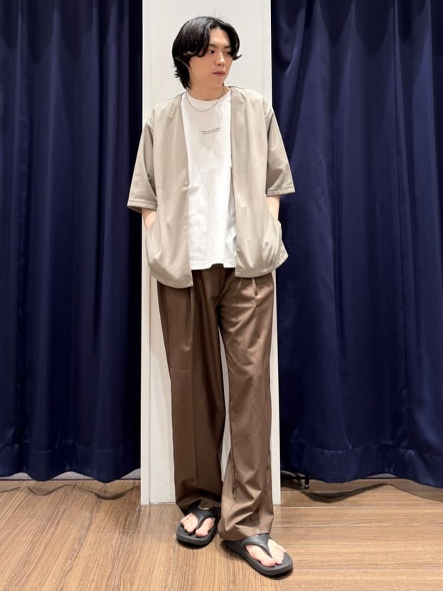Tightさんの「THE SHOP TK｜五分袖カーディガン+半袖Tシャツセットアイテム 洗濯機OK」を使ったコーディネート