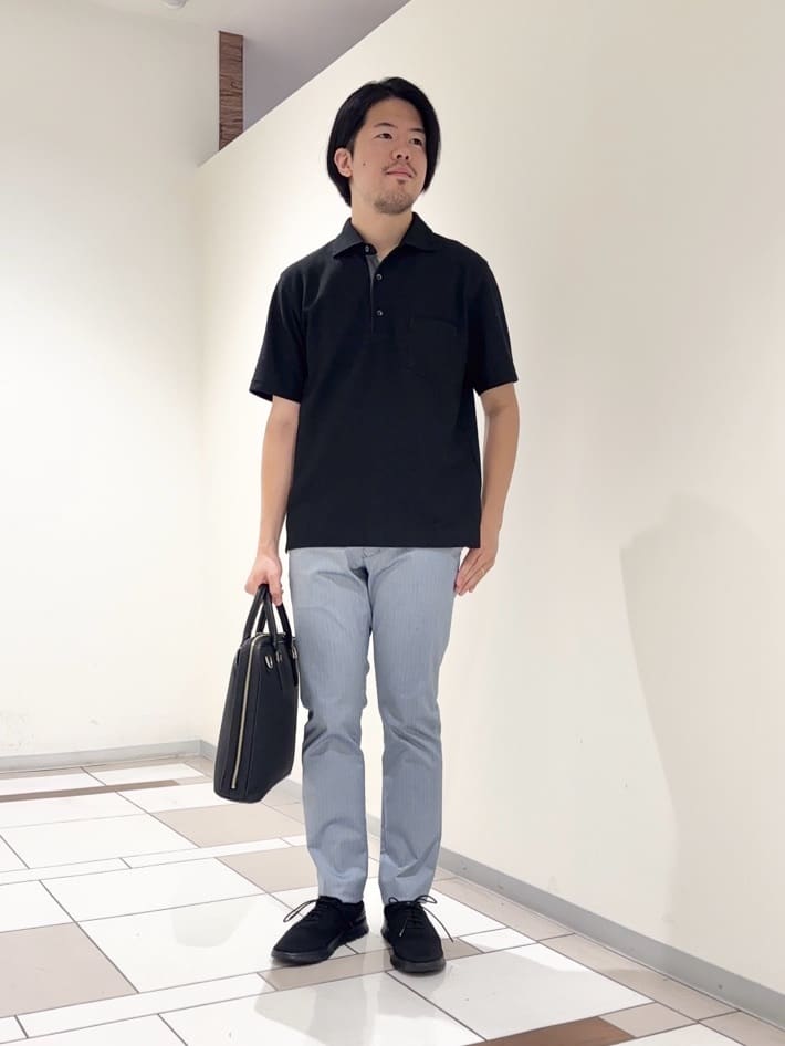 及川さんの「TAKEO KIKUCHI｜【抗菌防臭／9色5サイズ展開】ハニカムメランジ ポロシャツ」を使ったコーディネート