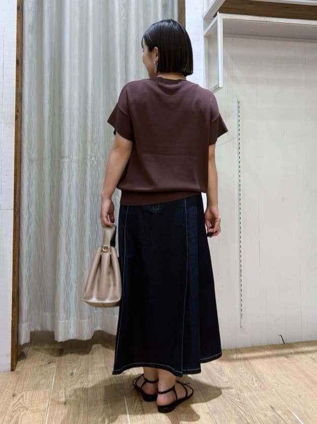 chさんの「THE SHOP TK｜さらさらフレアスリーブサマーニット【毛玉になりにくい/UV/洗濯機OK】」を使ったコーディネート