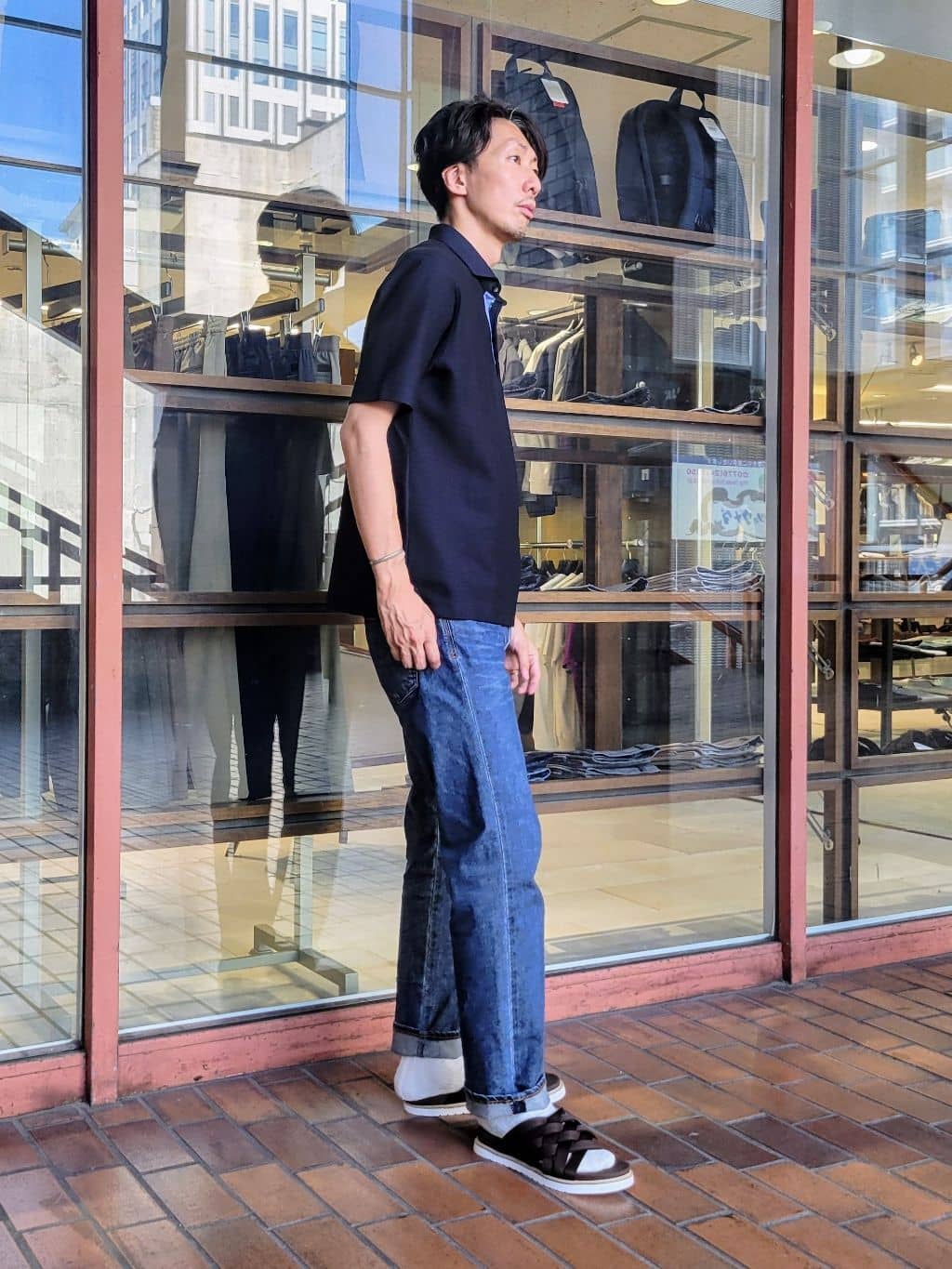 piroyaさんの「TAKEO KIKUCHI｜【抗菌防臭／9色5サイズ展開】ハニカムメランジ ポロシャツ」を使ったコーディネート