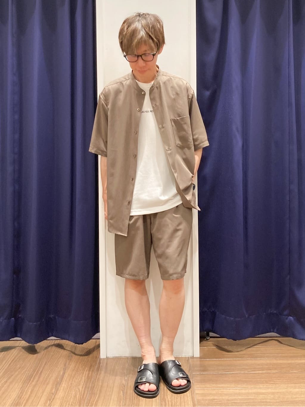 つーじーさんの「THE SHOP TK｜クールファイバーショートパンツ　接触冷感／吸水速乾／UVケア／軽量／セットアップ可」を使ったコーディネート