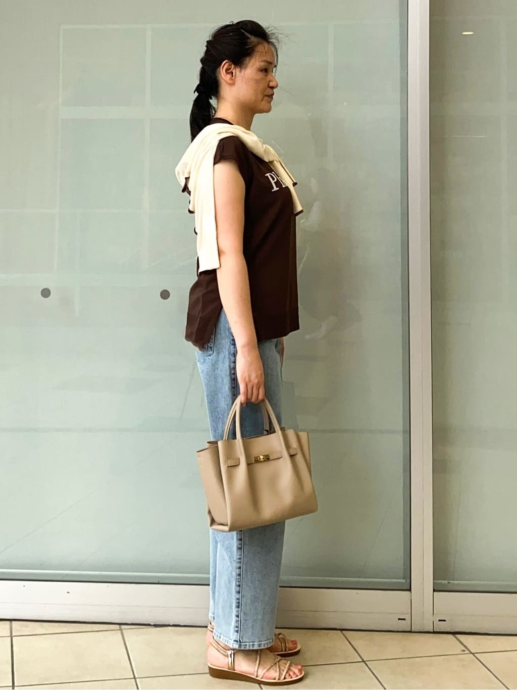 Jeanさんの「OPAQUE.CLIP｜ロゴフレンチスリーブニット【洗濯機洗い可／UV／接触冷感／抗ピル】」を使ったコーディネート