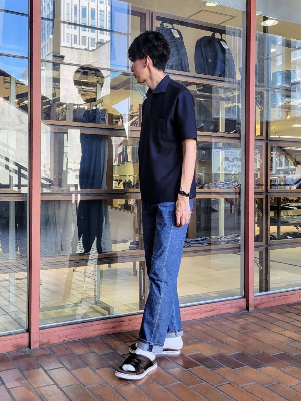 piroyaさんの「TAKEO KIKUCHI｜【抗菌防臭／9色5サイズ展開】ハニカムメランジ ポロシャツ」を使ったコーディネート