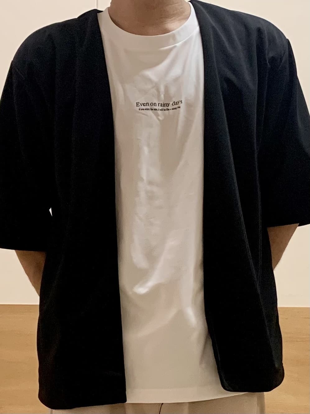 MATUさんの「THE SHOP TK｜五分袖カーディガン+半袖Tシャツセットアイテム 洗濯機OK」を使ったコーディネート