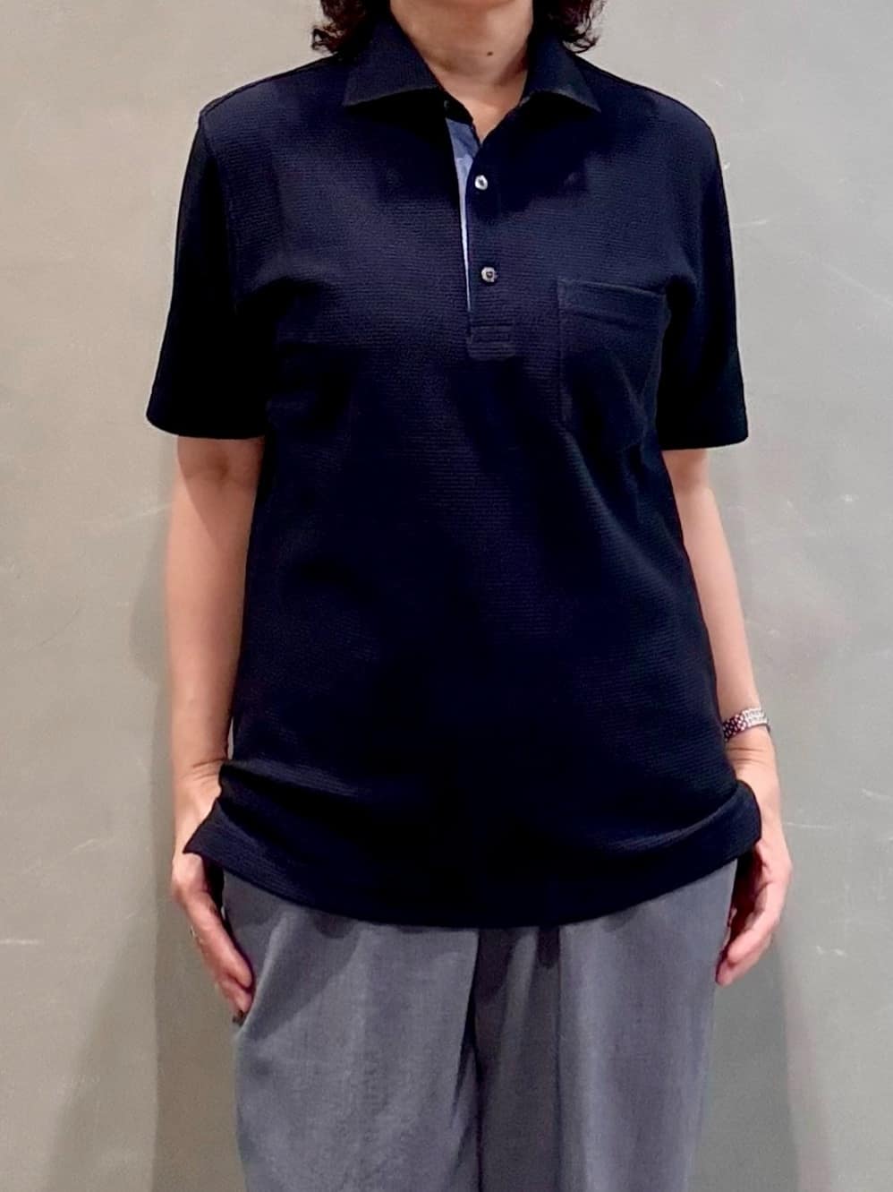 のぐみさんの「TAKEO KIKUCHI｜【抗菌防臭／9色5サイズ展開】ハニカムメランジ ポロシャツ」を使ったコーディネート