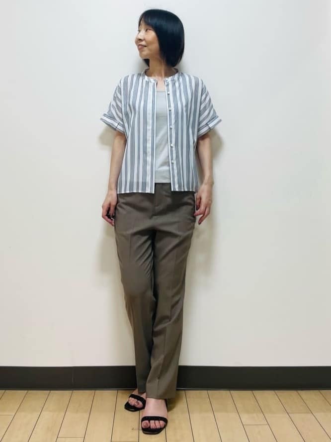 Riiさんの「Reflect｜【洗える】ドビーストライプブラウス」を使ったコーディネート