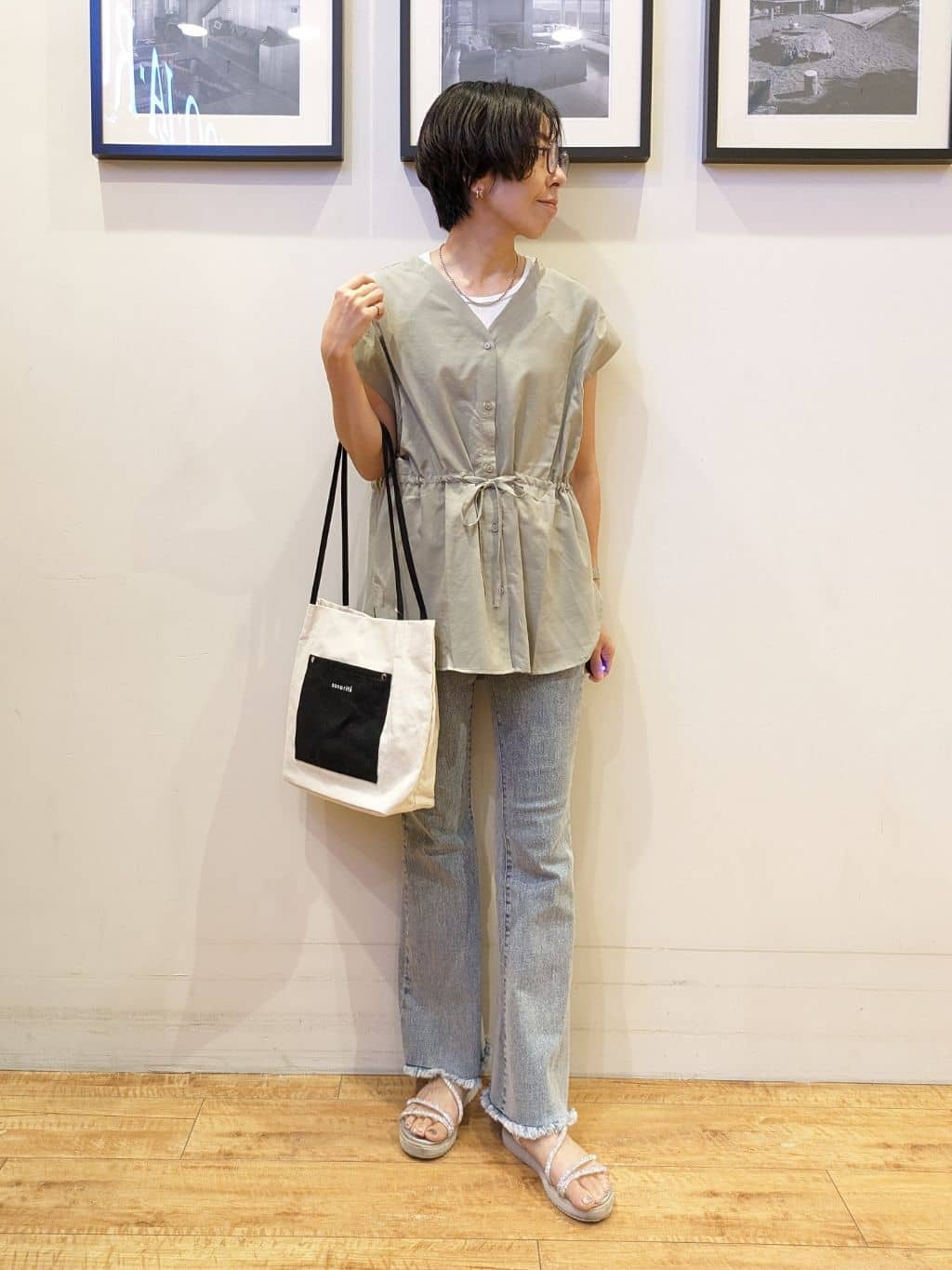 Akiさんの「SHOO･LA･RUE｜【S-LL】シルエットが変えられる ウエストリボンブラウス」を使ったコーディネート