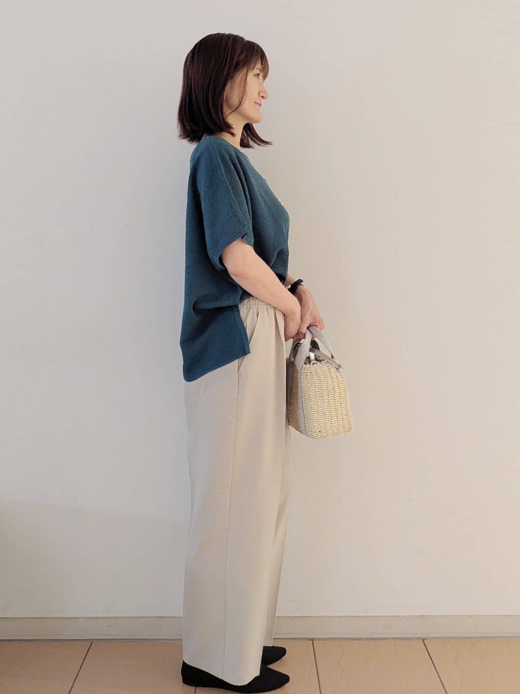Miさんの「OPAQUE.CLIP｜《5色展開／S-LLサイズ》リラクシーメッシュニット【洗濯機洗い可】」を使ったコーディネート