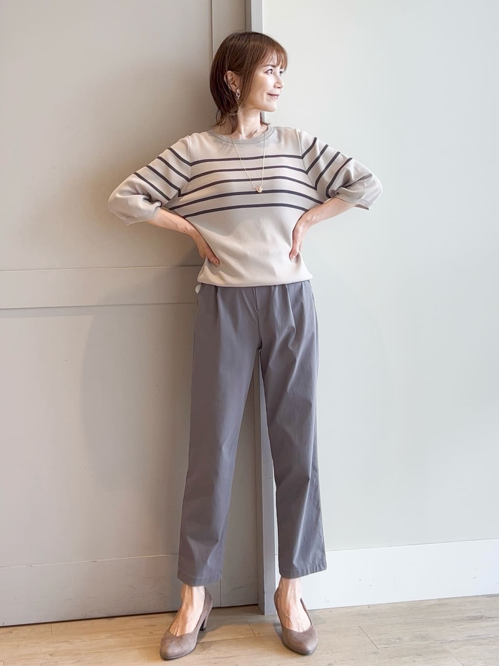 yamakoさんの「grove｜ひんやり多機能・やわらかドライタッチ五分袖プルオーバー」を使ったコーディネート
