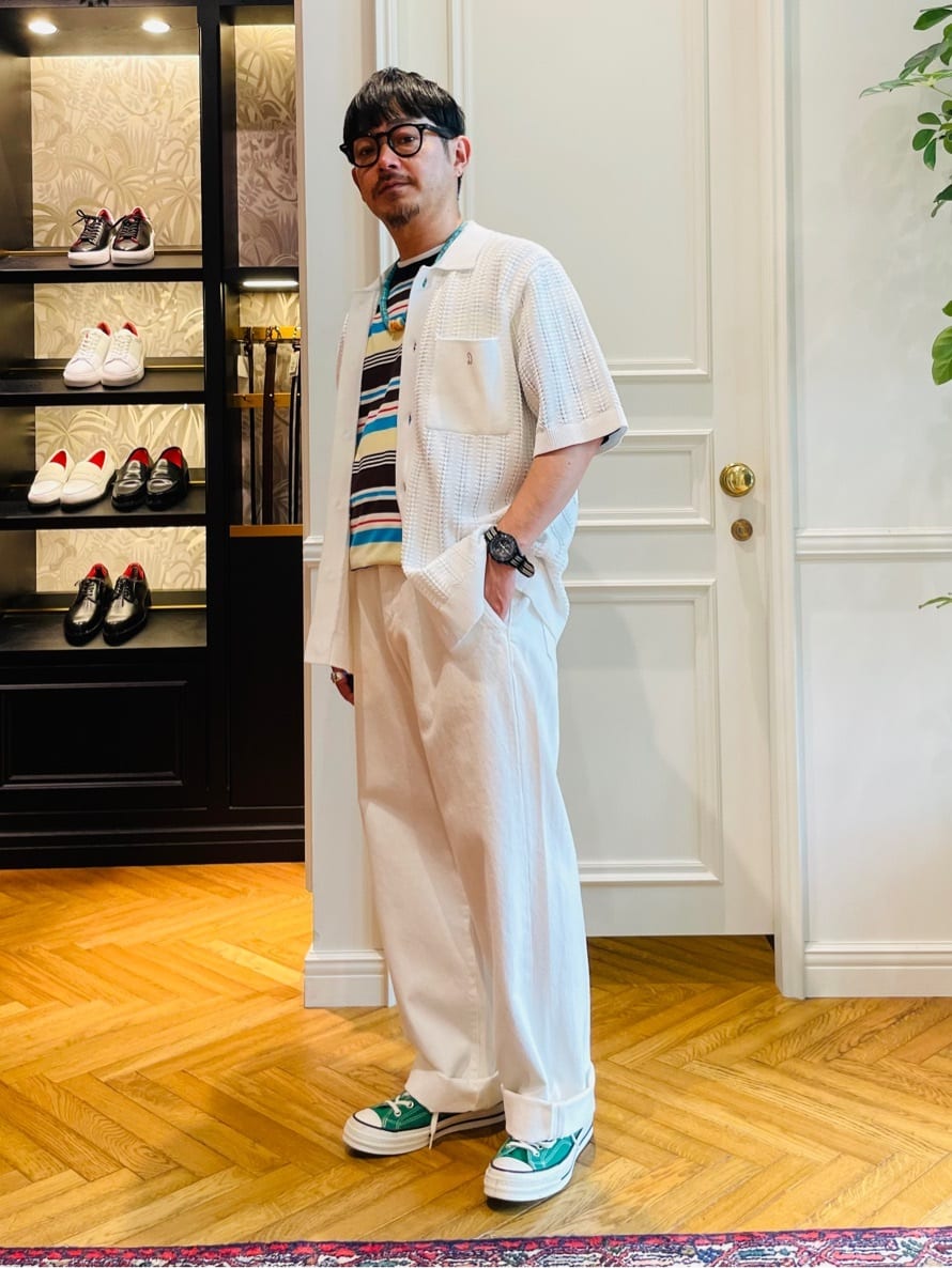 鶴田大士さんの「DRESSTERIOR｜オーガニックコットン キューバニットシャツ」を使ったコーディネート