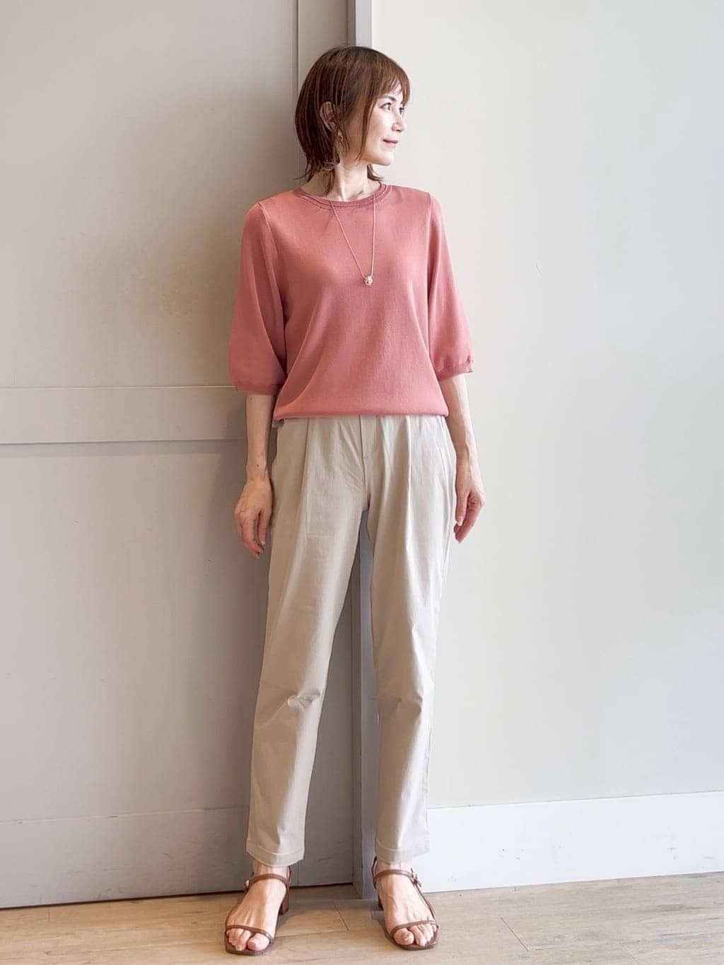 yamakoさんの「grove｜ひんやり多機能・やわらかドライタッチ五分袖プルオーバー」を使ったコーディネート