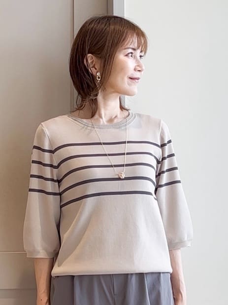 yamakoさんの「grove｜ひんやり多機能・やわらかドライタッチ五分袖プルオーバー」を使ったコーディネート