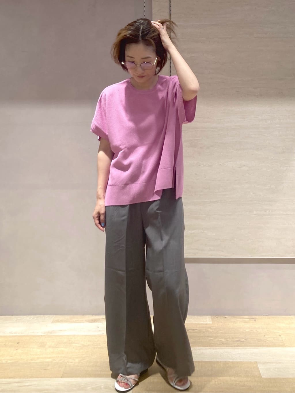 たけねぇさんの「OPAQUE.CLIP｜《5色展開／S-LLサイズ》リラクシーメッシュニット【洗濯機洗い可】」を使ったコーディネート