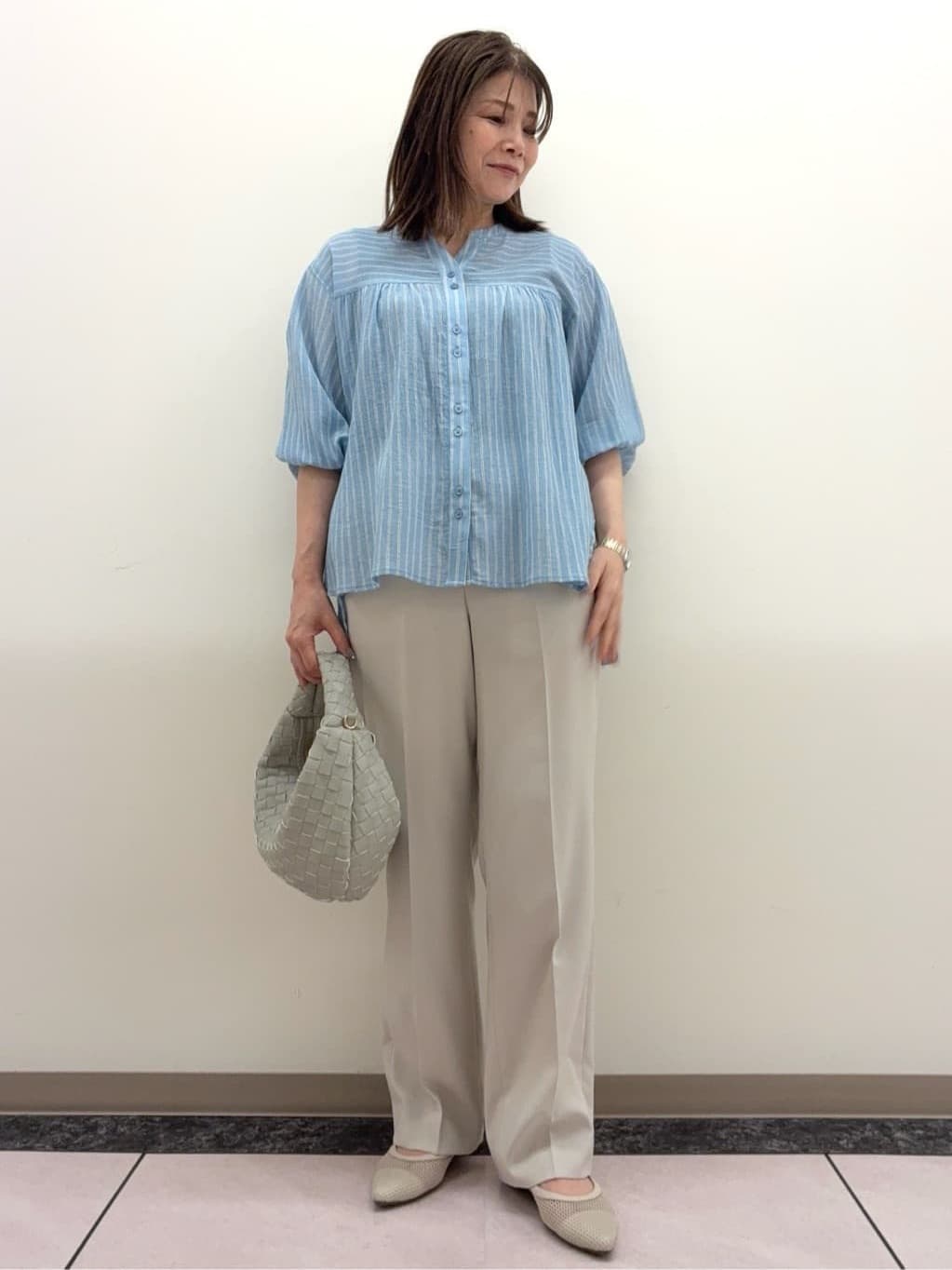 ちいさんの「Reflect｜【マシンウォッシュ可】リネンライクフレアパンツ」を使ったコーディネート